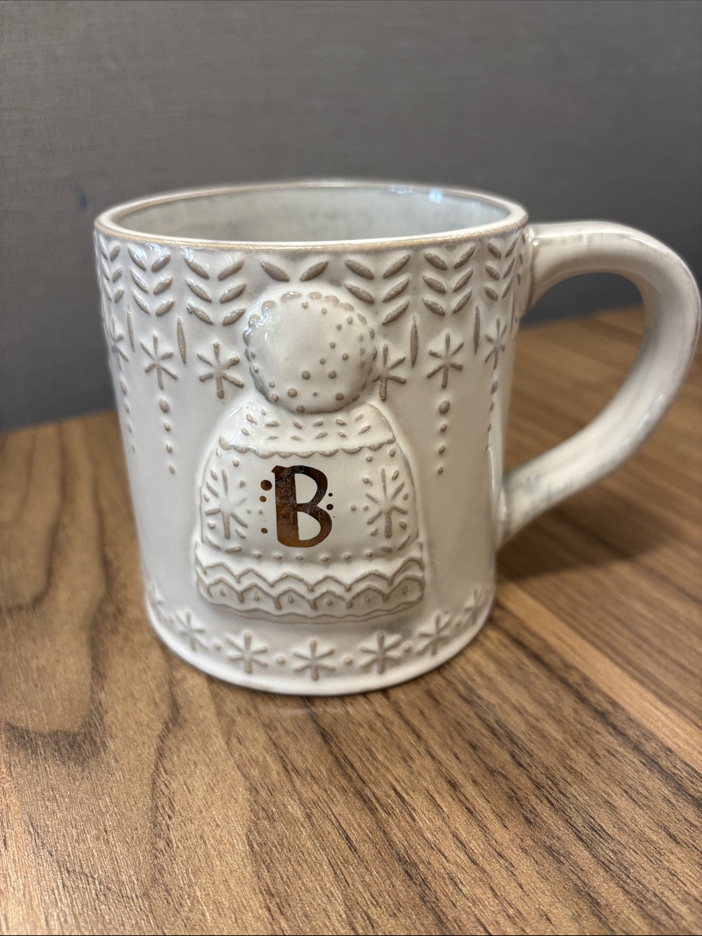 Anthropologie winter mug with Mitten and B